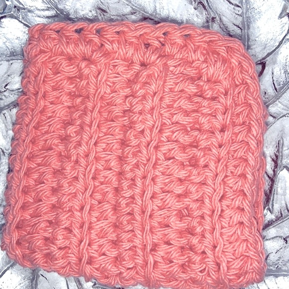HAND CRAFTED Crochet Colorful Coral 100% Cotton All Purpose Wash or Dish Cloth - Picture 4 of 6